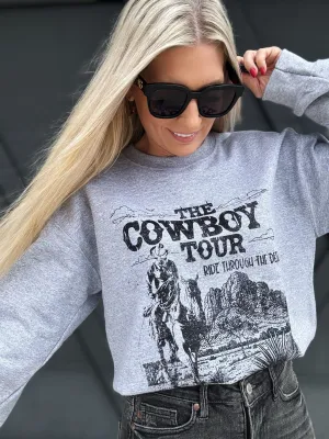 Cowboy Tour Sweatshirt In Heather Grey