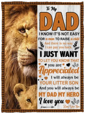 Dad Lion Plush Fleece Blanket - 30x40