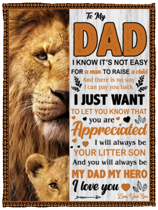 Dad Lion Plush Fleece Blanket - 30x40