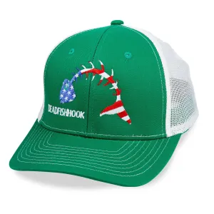 Dead Fish Hook Fishbone Flag Truckers Hat