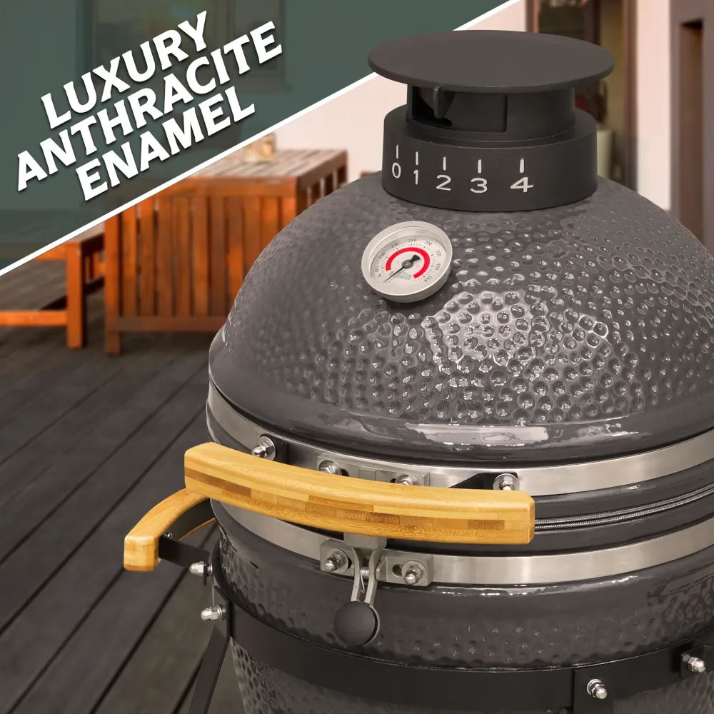 Dellonda Deluxe Ceramic Kamado BBQ Grill, Oven, Smoker - A