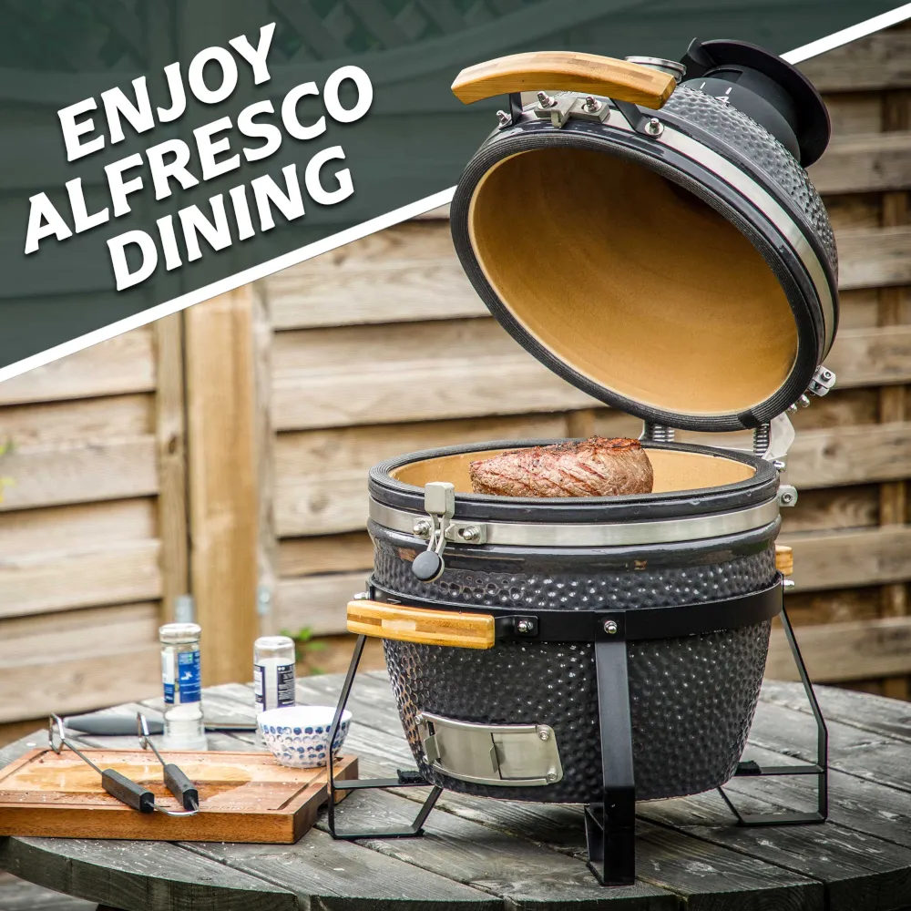 Dellonda Deluxe Ceramic Kamado BBQ Grill, Oven, Smoker - A