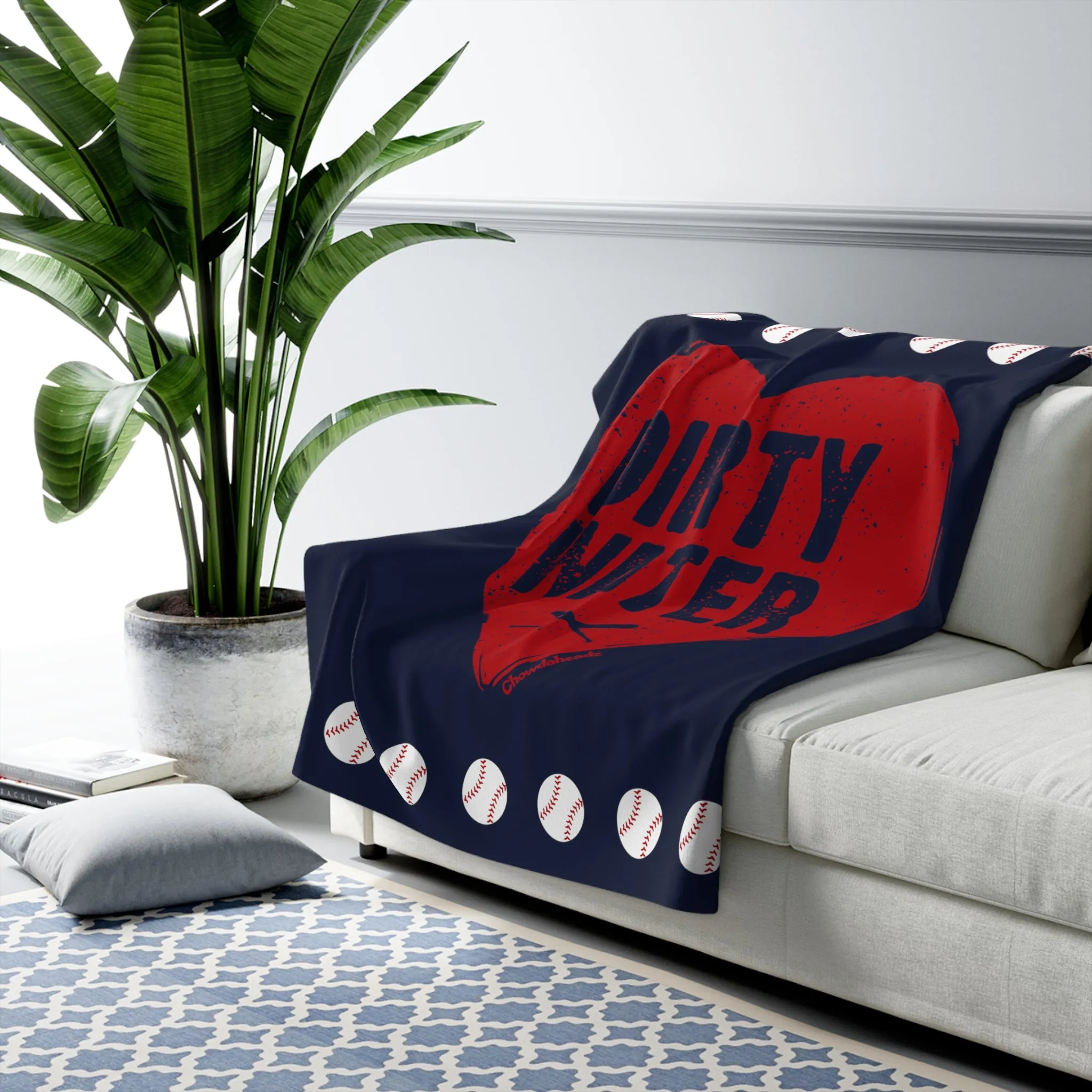 Dirty Water Baseball Heart Sherpa Fleece Blanket