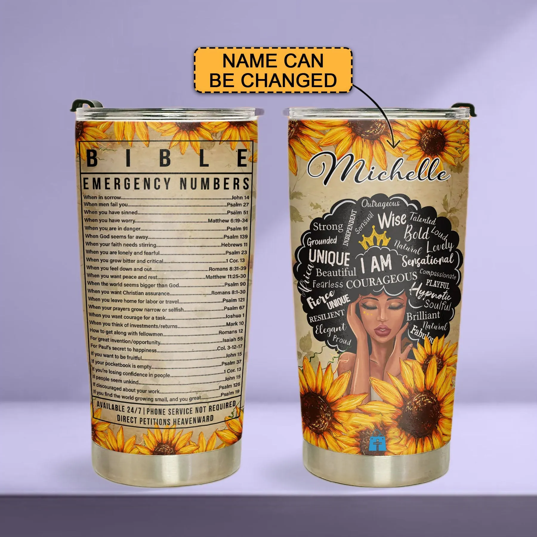 Discover the Perfect Gift: Bible Emergency Numbers Stainless Steel Tumbler | CHRISTIANARTBAG