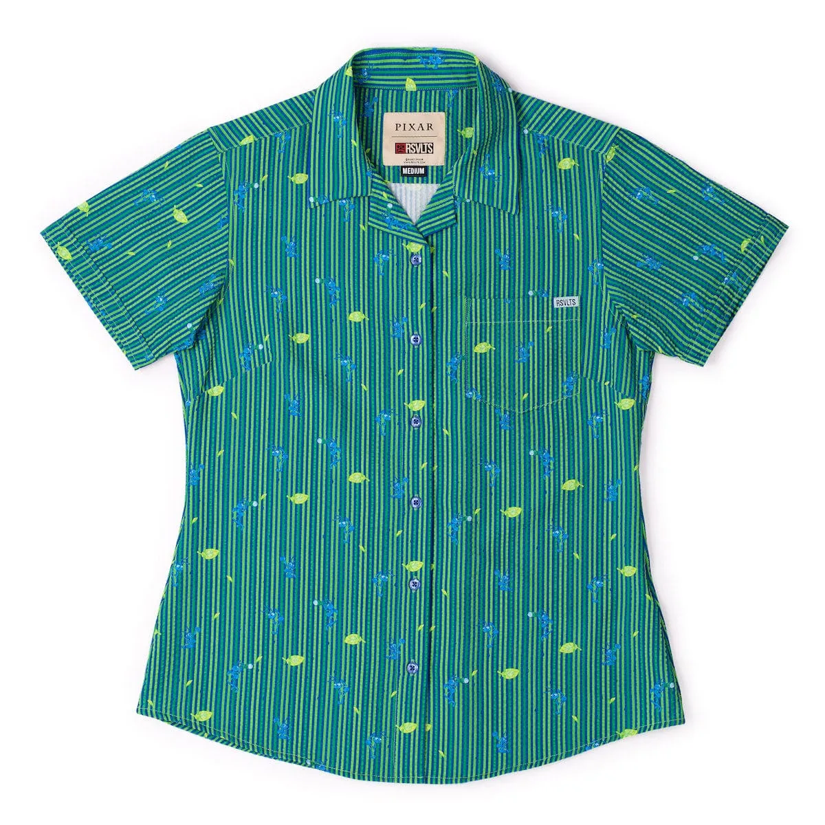 Disney and Pixar A Bug's Life "It's an Ant Thing" – Women's Stretch Seersucker Short Sleeve Shirt
