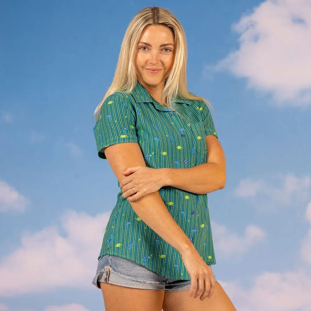 Disney and Pixar A Bug's Life "It's an Ant Thing" – Women's Stretch Seersucker Short Sleeve Shirt