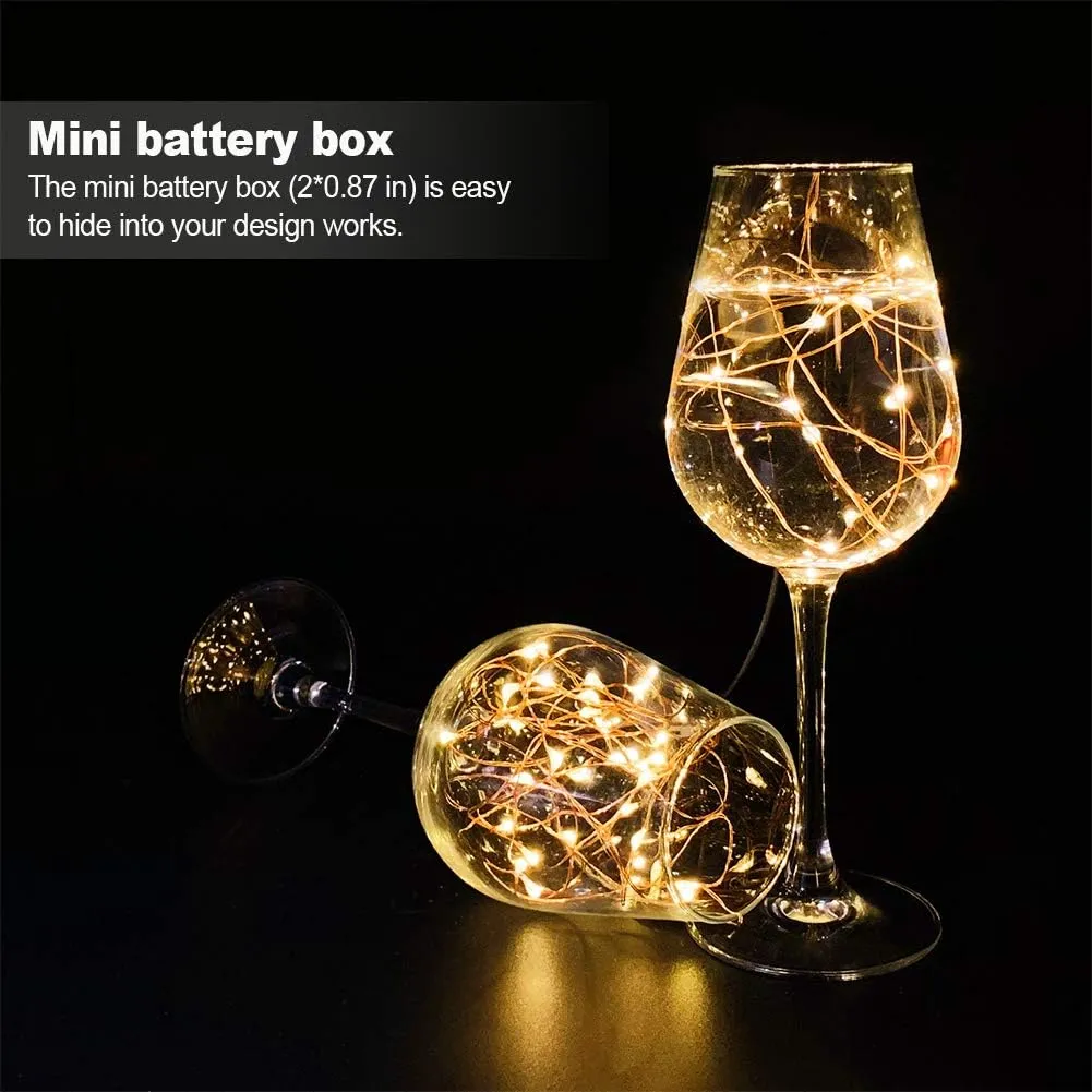 Fairy Lights Battery Operated, 7.2ft 20 Micro LED Mini Waterproof String Lights Copper Wire Firefly Starry Lights