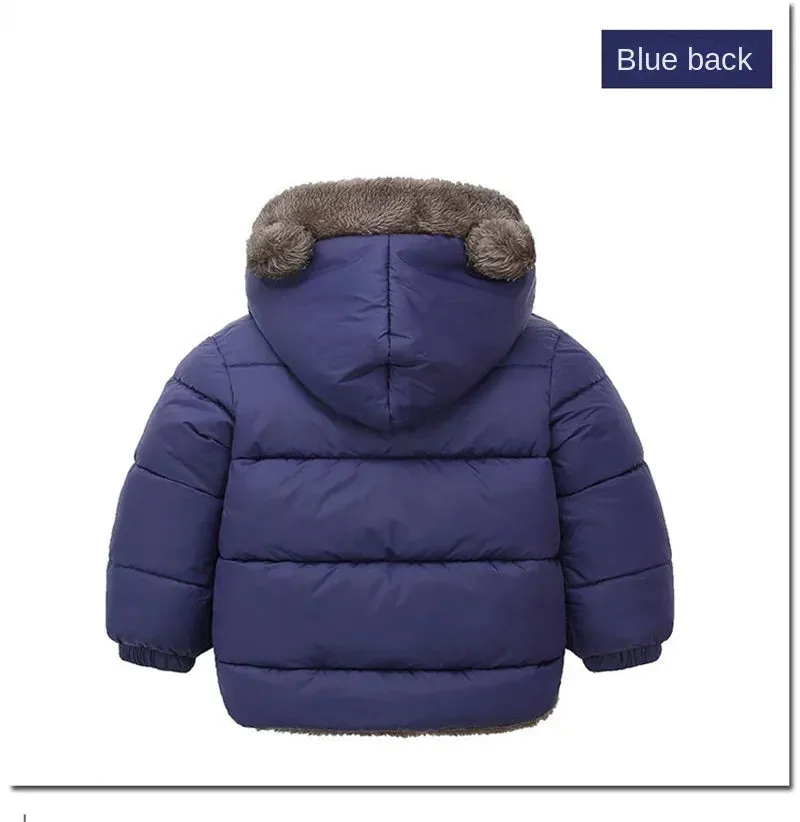Fleece Bear Puffer Jacket with Hood