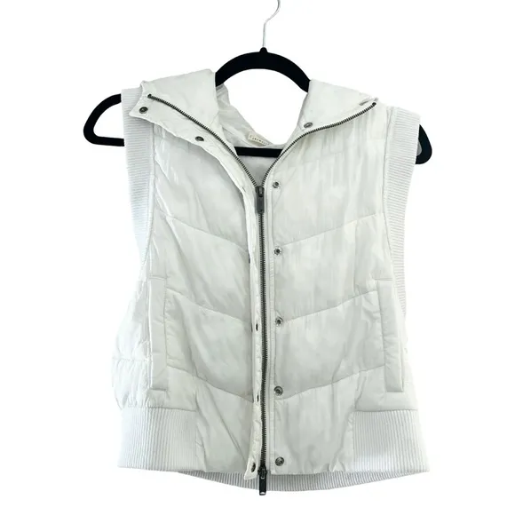 FREE PEOPLE Nature Seeker Hooded Puffer Vest White Sz S