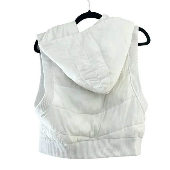 FREE PEOPLE Nature Seeker Hooded Puffer Vest White Sz S