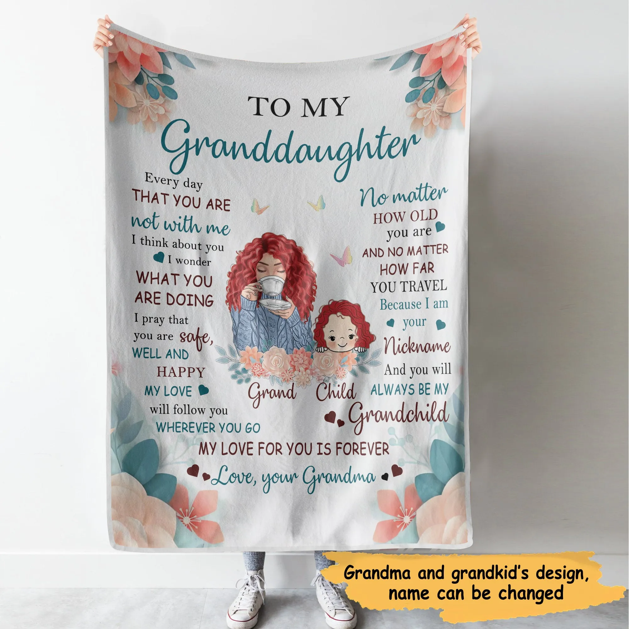 From Grandma To My Granddaughter Grandson Gift For Grandchildren Personalized Fleece Blanket