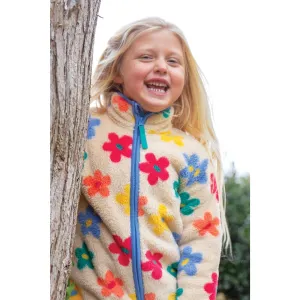 Frugi Zipped Ted Fleece Jacket Flower Pop