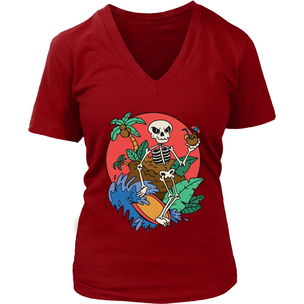Funny Surfer T-shirt, Surfing Skeleton Shirt, Gift for Surfer, Surfer T-shirt