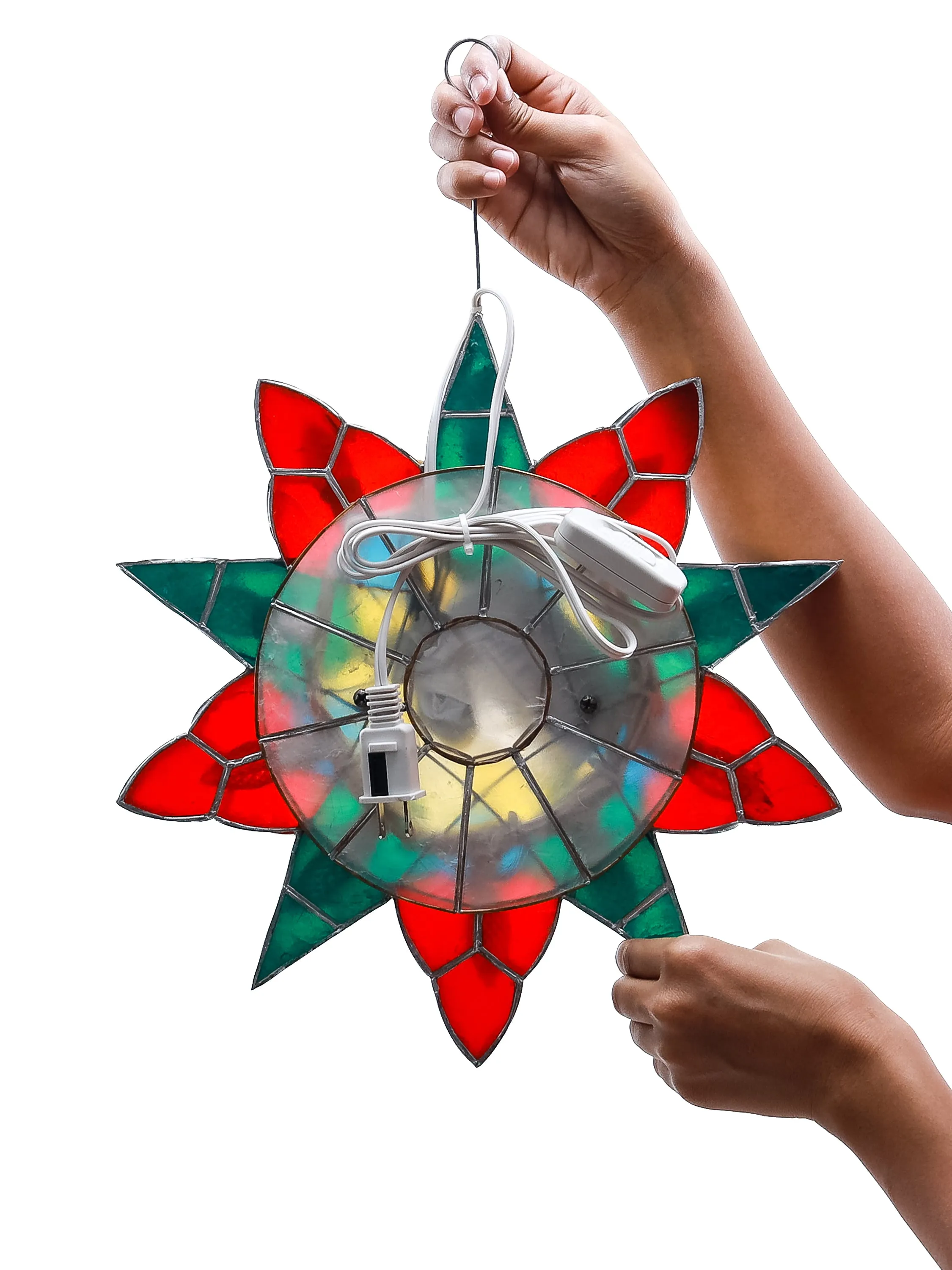 Gift Ko Poinsettia Mini Capiz Parol 14" LED Christmas Lantern