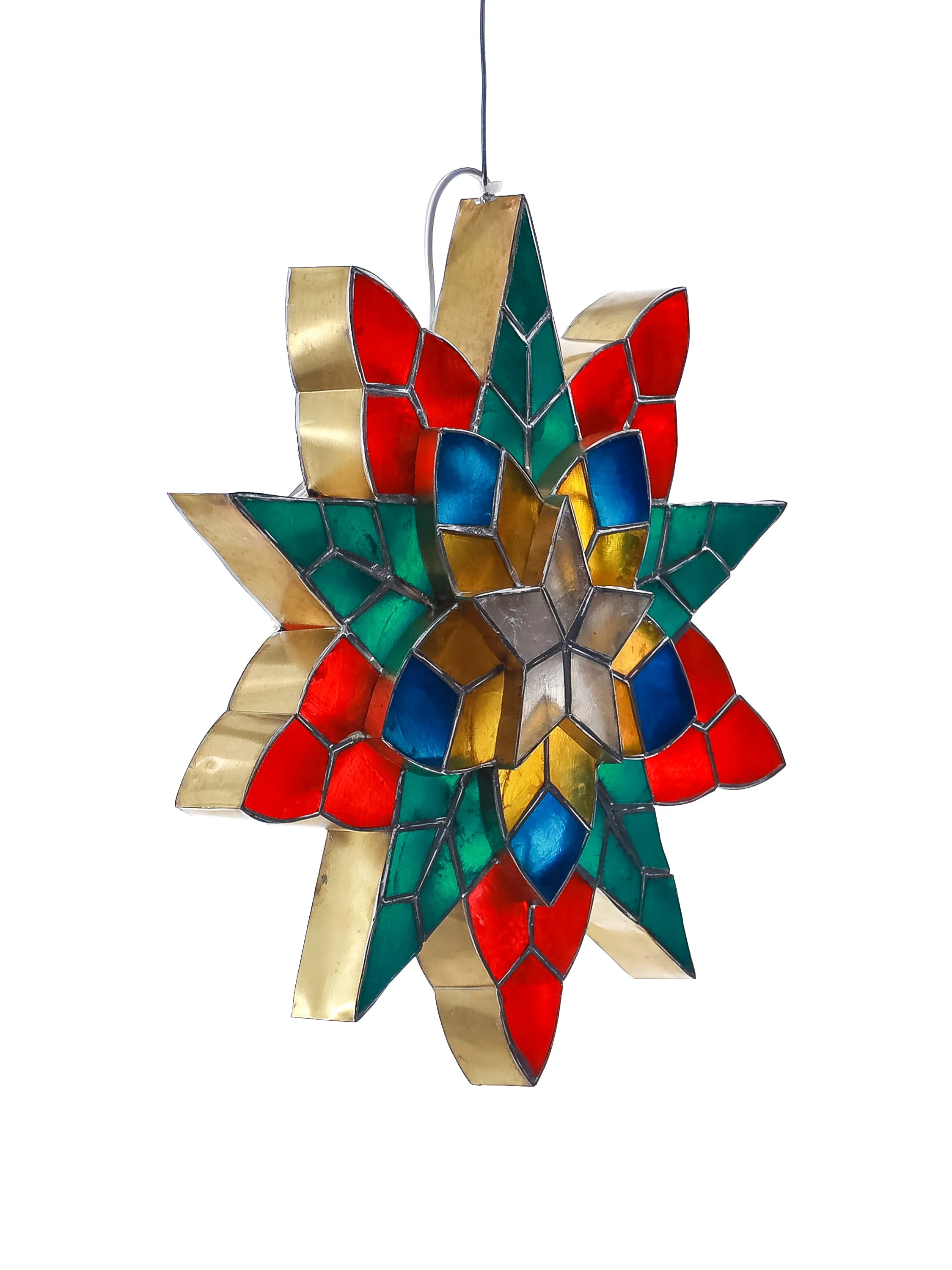 Gift Ko Poinsettia Mini Capiz Parol 14" LED Christmas Lantern