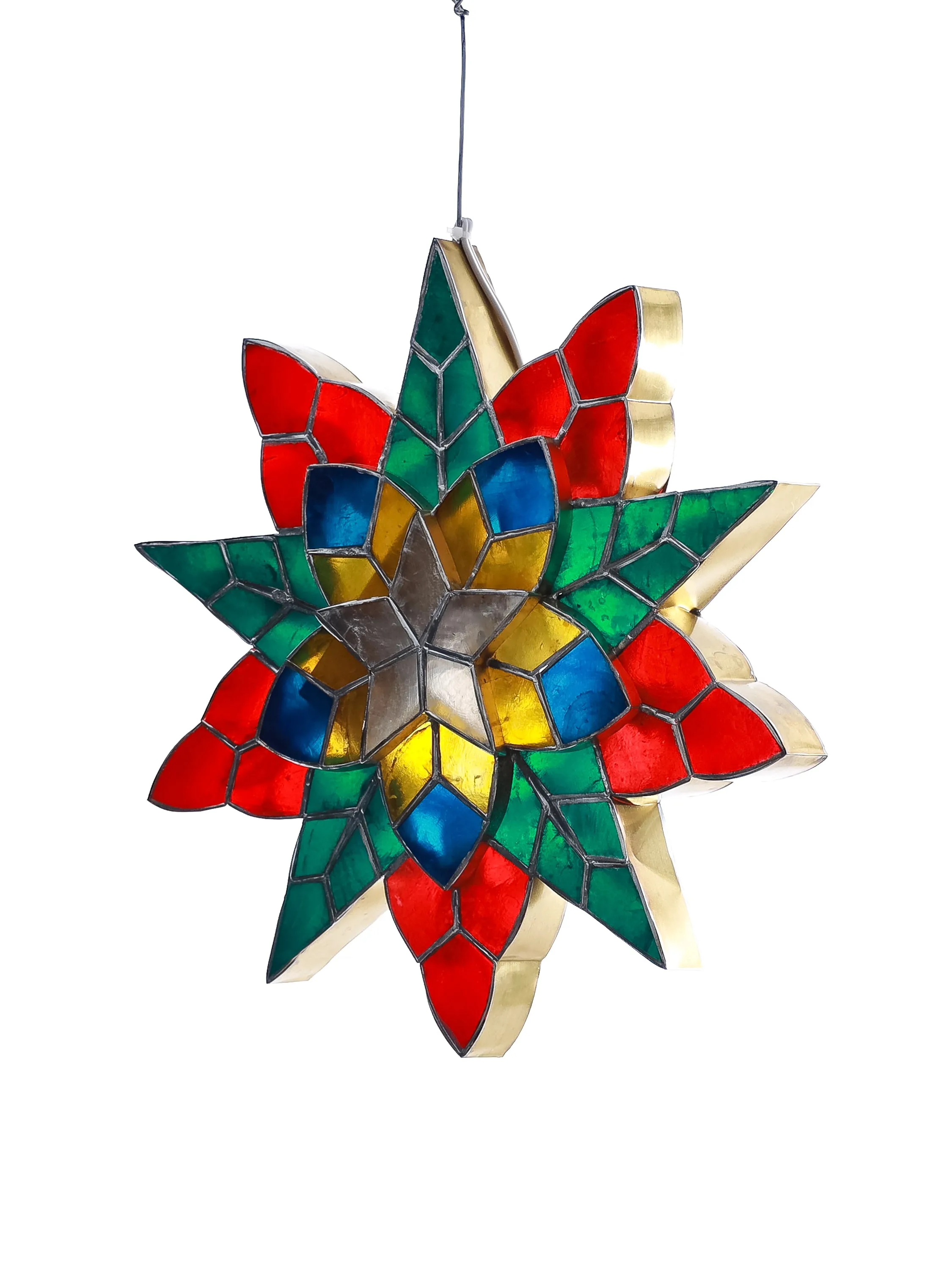 Gift Ko Poinsettia Mini Capiz Parol 14" LED Christmas Lantern