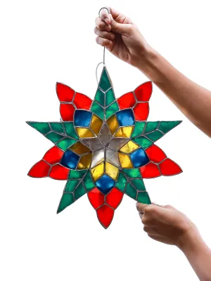 Gift Ko Poinsettia Mini Capiz Parol 14" LED Christmas Lantern