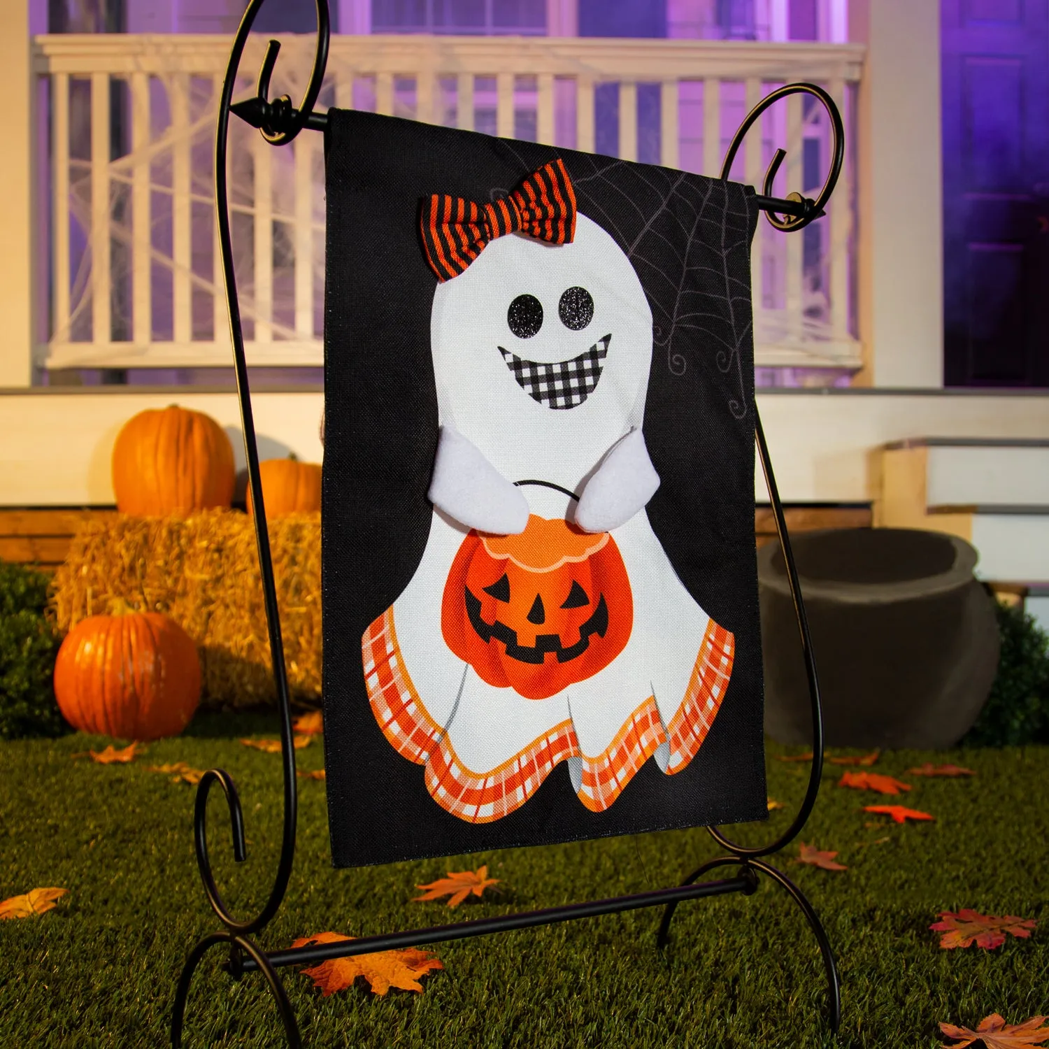 Girl and Boy Ghost Reversible Garden Burlap Flag,14b10510fb