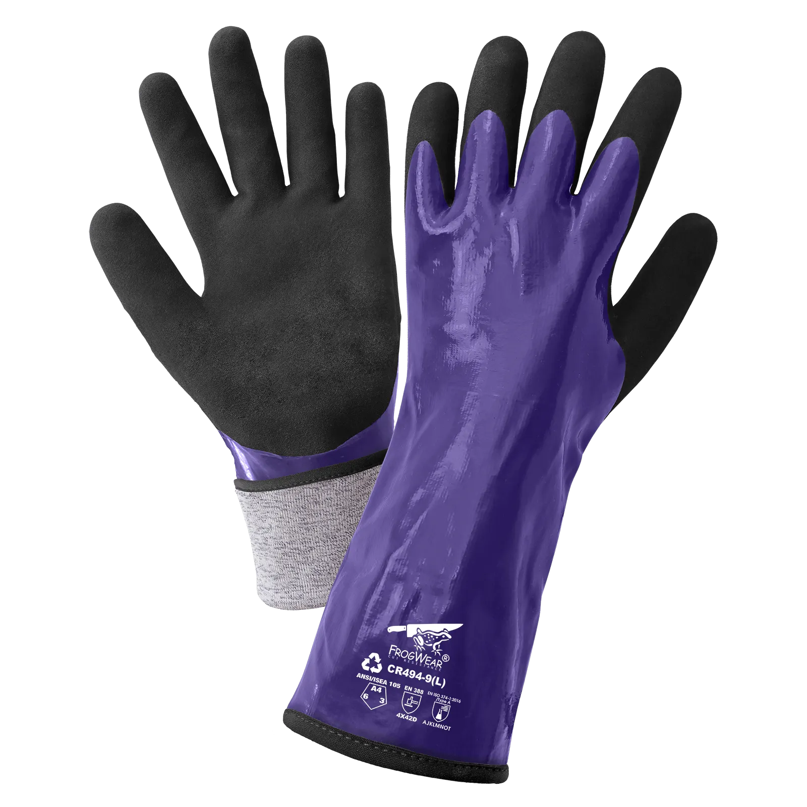 Global Glove & Safety CR494 FrogWear Premium Supported Double Nitrile Chemical Handling, Cut A4
