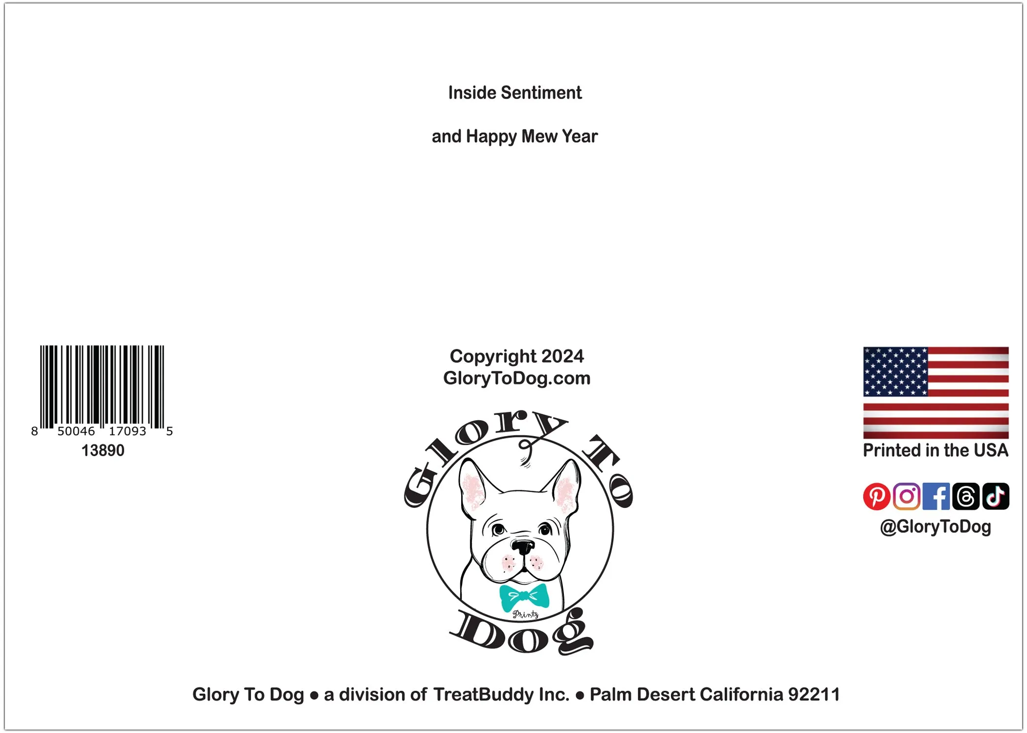 Glory To Dog Merry Christmoose and Happy Mew Year Christmas Card Boxed Set of 12 Cards and Envelopes