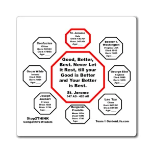 Good, Better, Best. Never Let it Rest, till your Good is Better and Your Better is Best.  -  St. Jerome  347 AD - 420 AD - Magnetic Wisdoms
