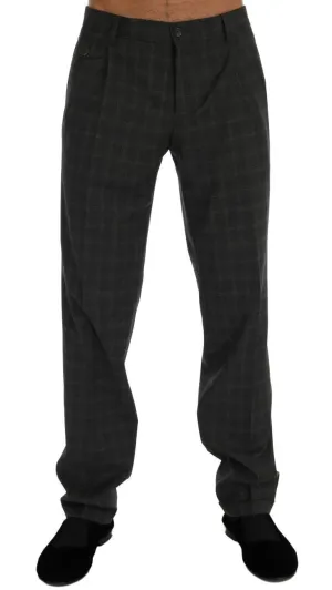 Gray Check Wool Stretch Pants
