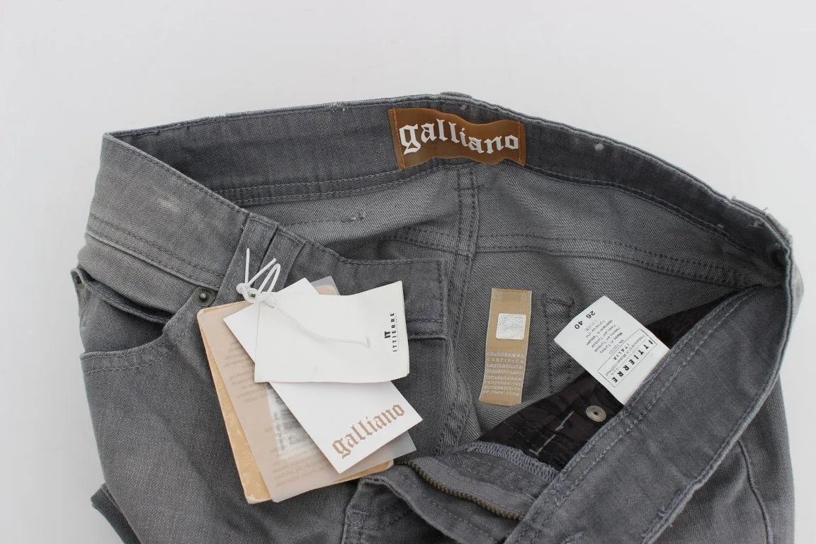 Gray Regular Fit Cotton Stretch Denim Jeans