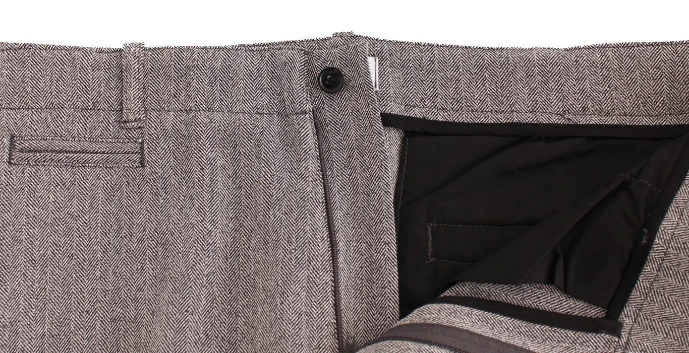 Gray Stretch Regular Straight Fit Pants