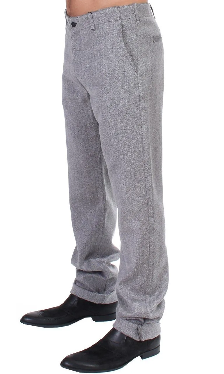 Gray Stretch Regular Straight Fit Pants