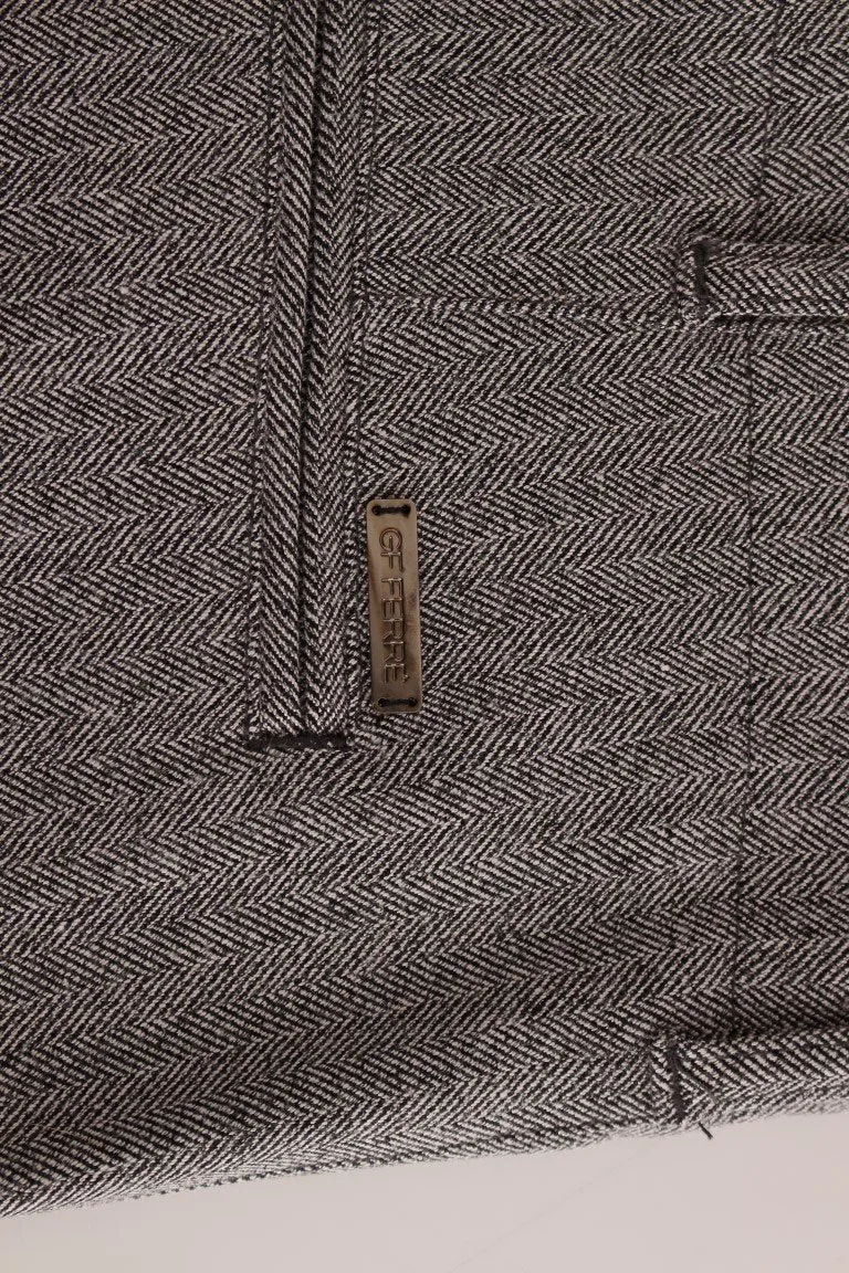Gray Stretch Regular Straight Fit Pants