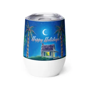 Happy Holidays Beach House Insulated Tumbler Christmas Lights Palm Trees