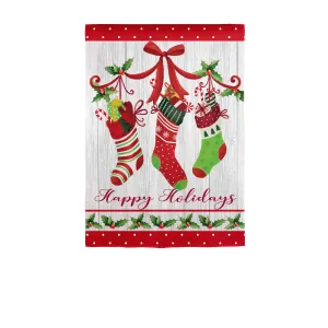 Happy Holidays Stocking Applique Garden Flag,169613