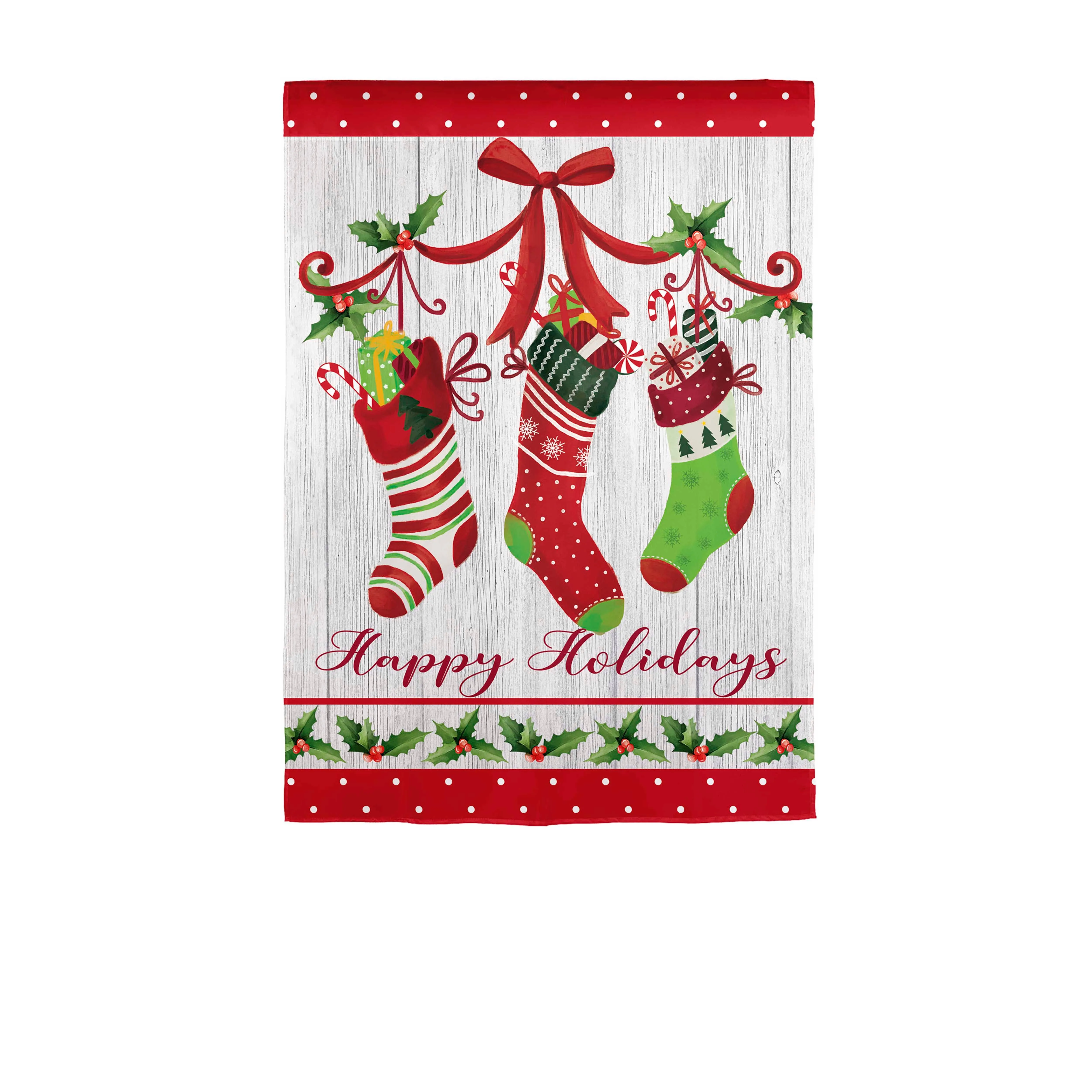 Happy Holidays Stocking Applique Garden Flag,169613