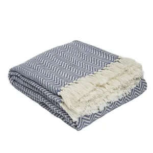 Herringbone Blanket -Navy by Weaver Green