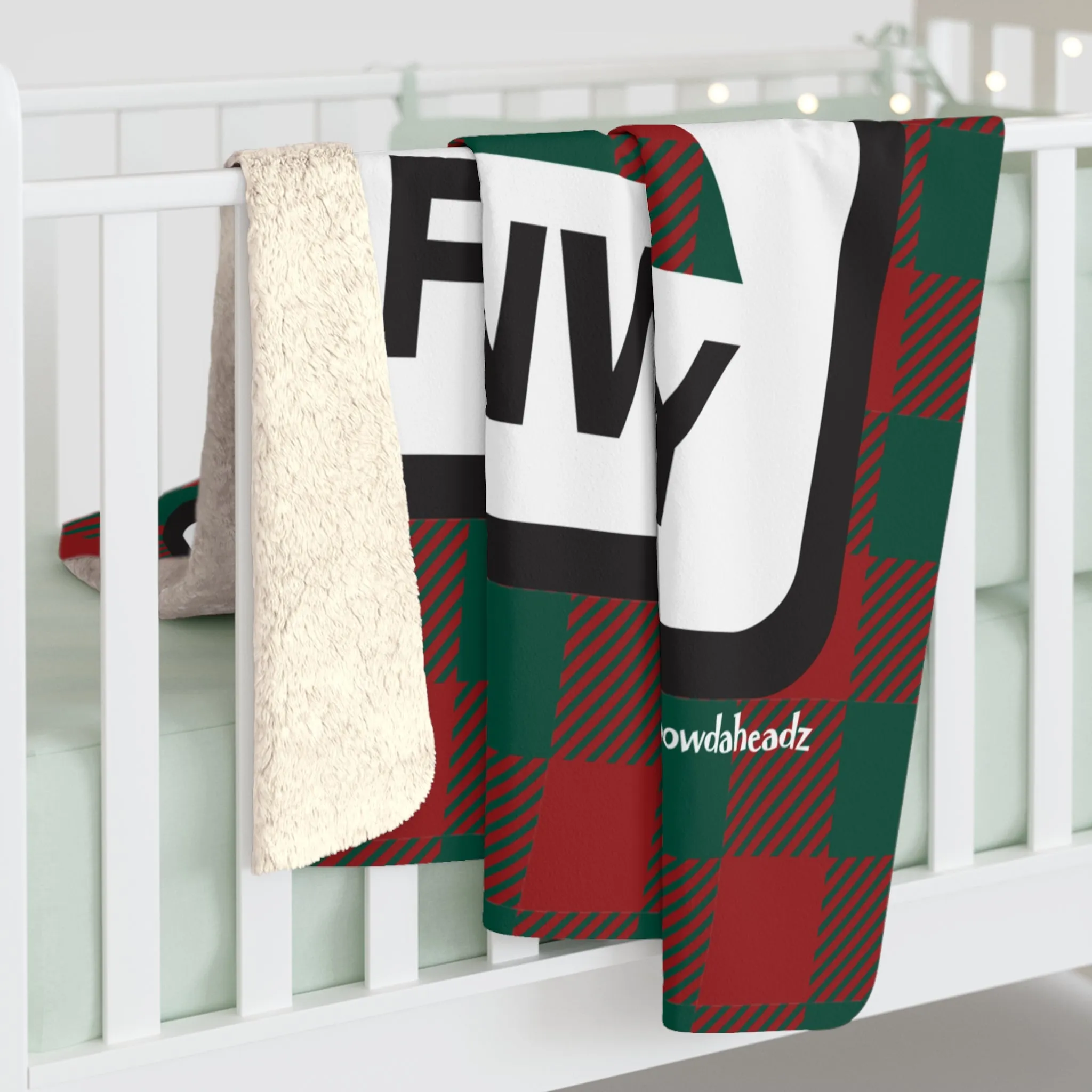 Holiday Plaid Fenway Sign Sherpa Fleece Blanket