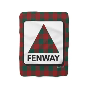 Holiday Plaid Fenway Sign Sherpa Fleece Blanket