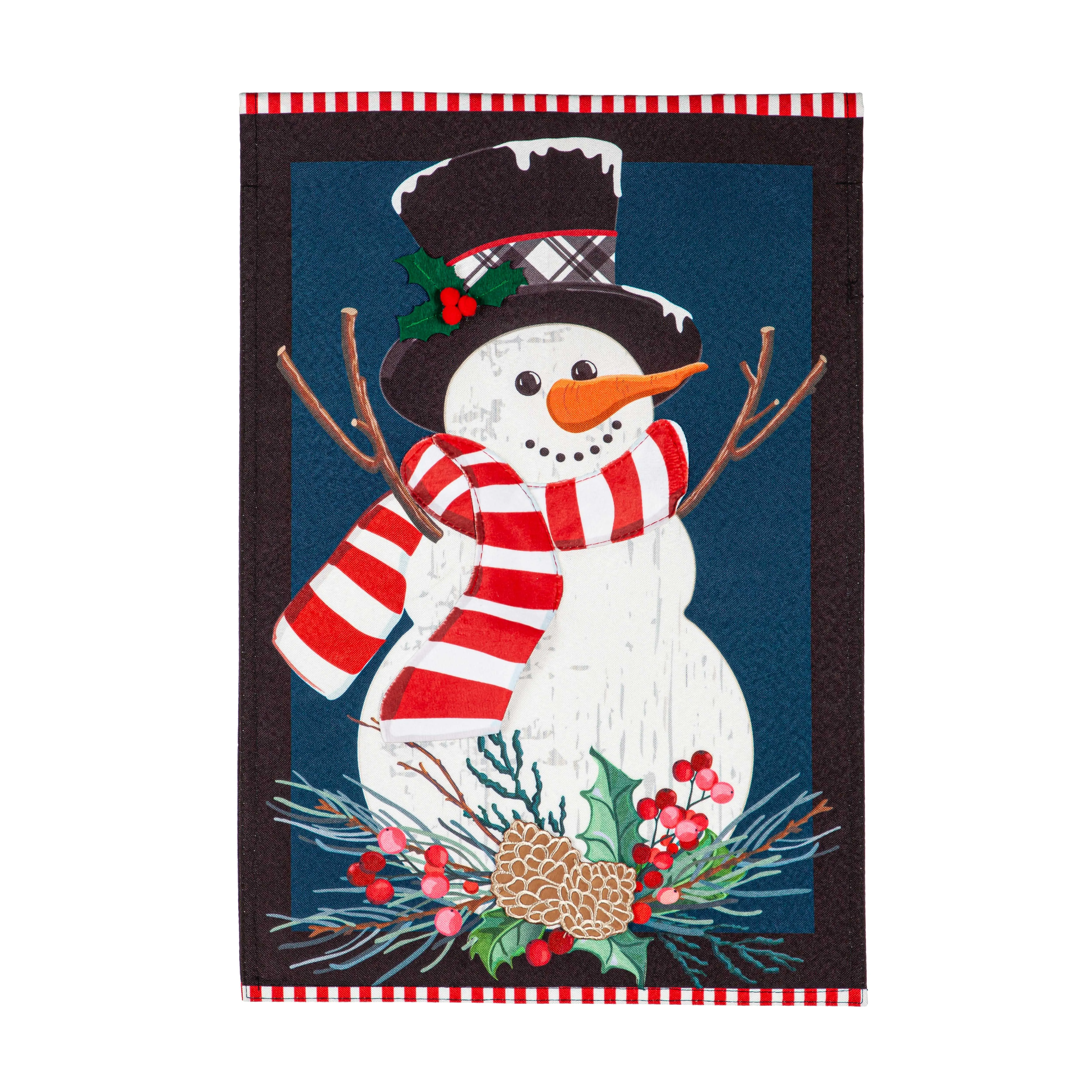Holly Snowman Linen Garden Flag,14l11239