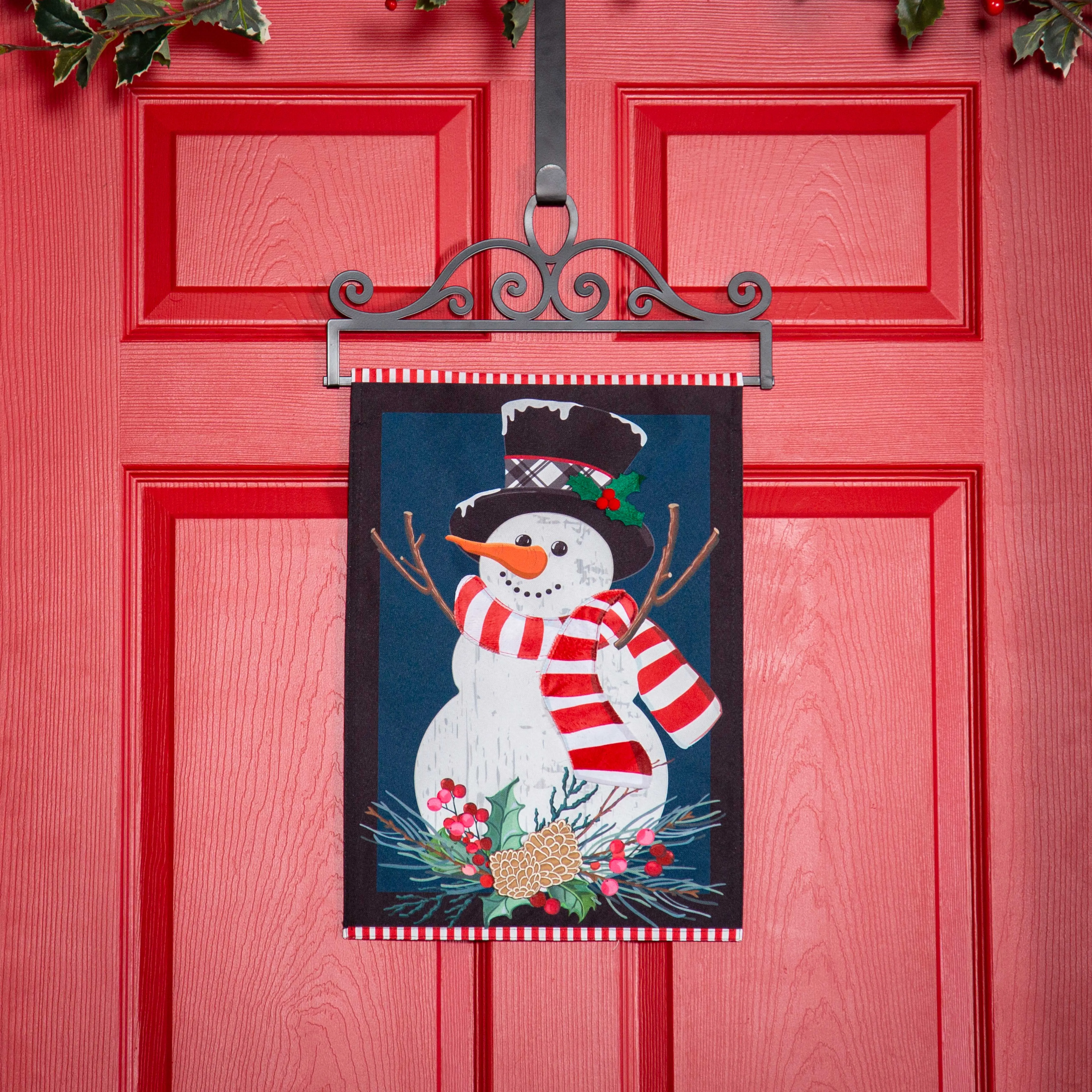 Holly Snowman Linen Garden Flag,14l11239