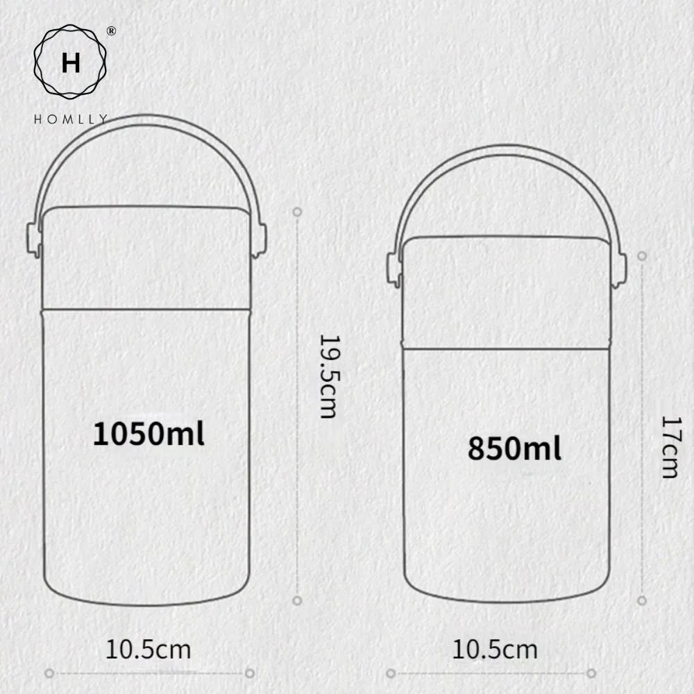 Homlly Stainless Steel Thermal Portable Lunch Food Soup Containers Mug (850ML/1050ML )