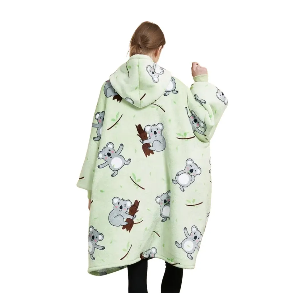 Hoodie Blanket (Adult Koala Bear Green)