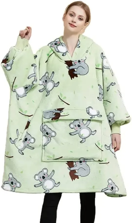 Hoodie Blanket (Adult Koala Bear Green)