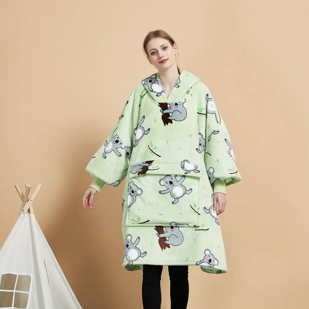 Hoodie Blanket (Adult Koala Bear Green)