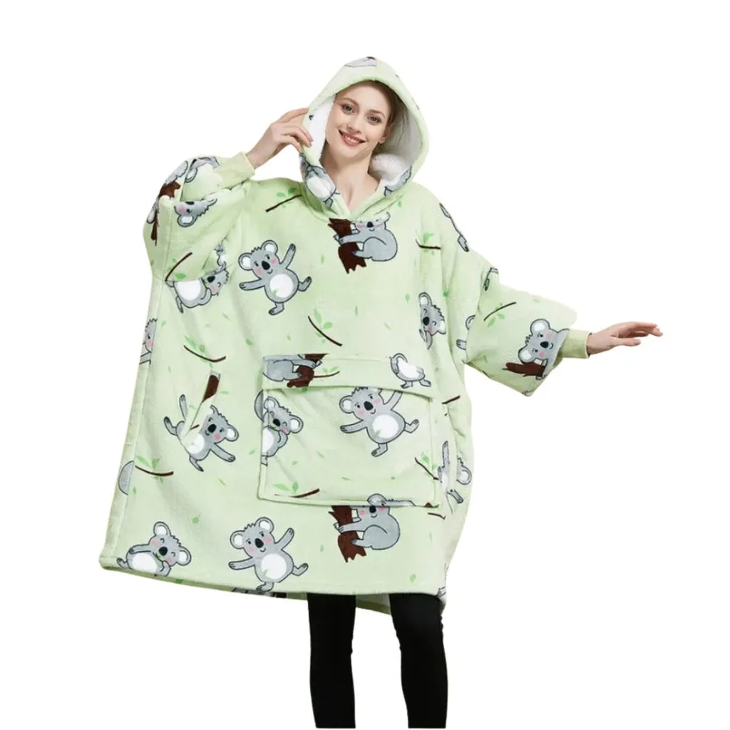 Hoodie Blanket (Adult Koala Bear Green)