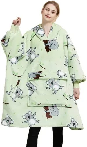 Hoodie Blanket (Adult Koala Bear Green)
