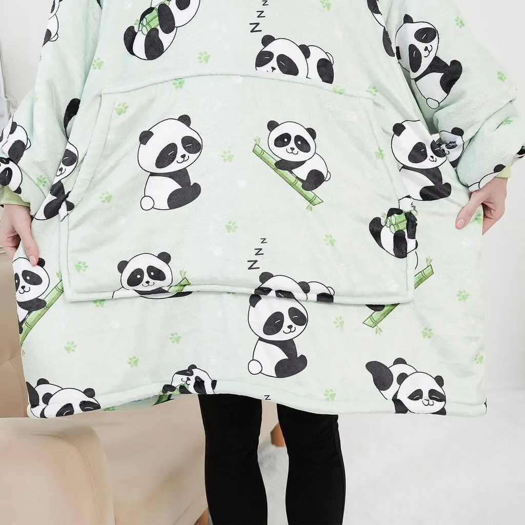 Hoodie Blanket (Adult Panda Green) GO-HB-143-AYS