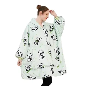 Hoodie Blanket (Adult Panda Green) GO-HB-143-AYS