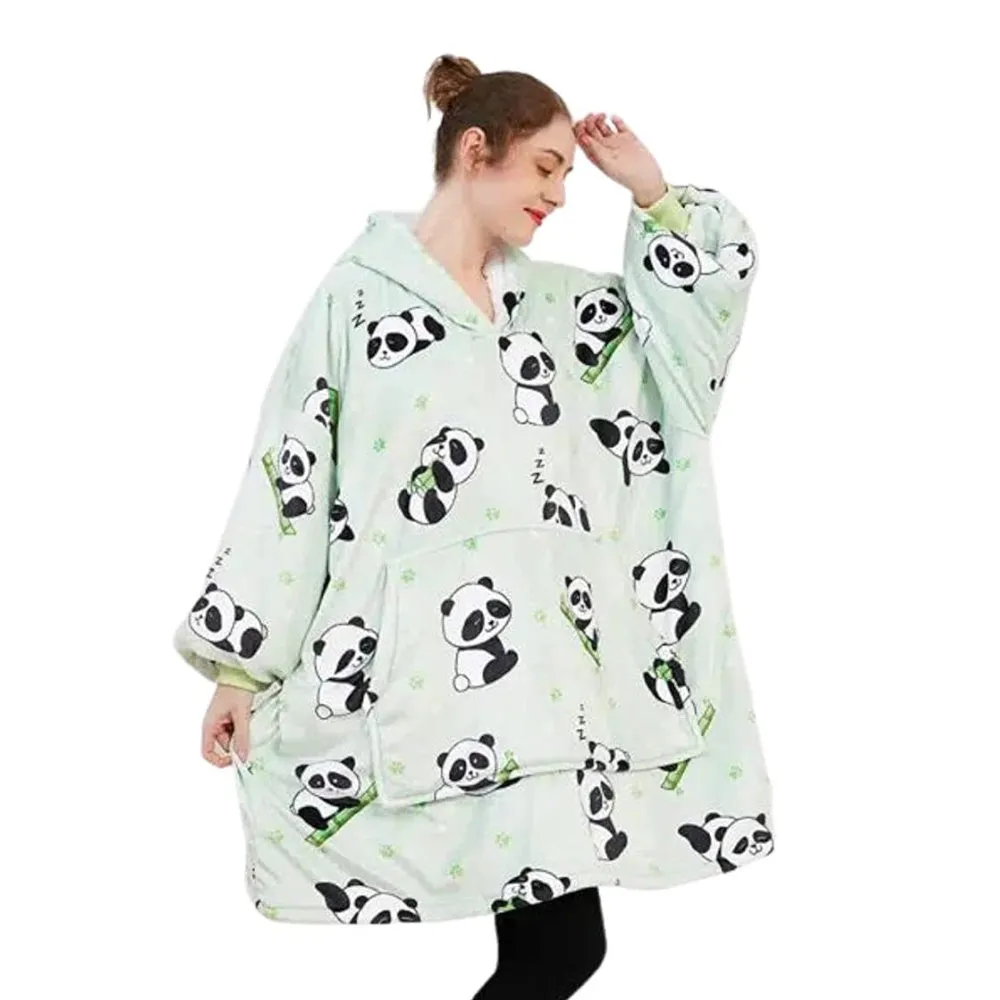 Hoodie Blanket (Adult Panda Green) GO-HB-143-AYS