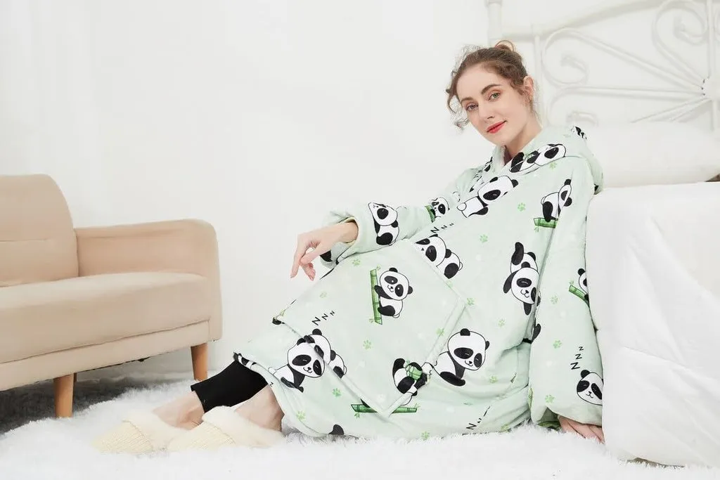 Hoodie Blanket (Adult Panda Green) GO-HB-143-AYS