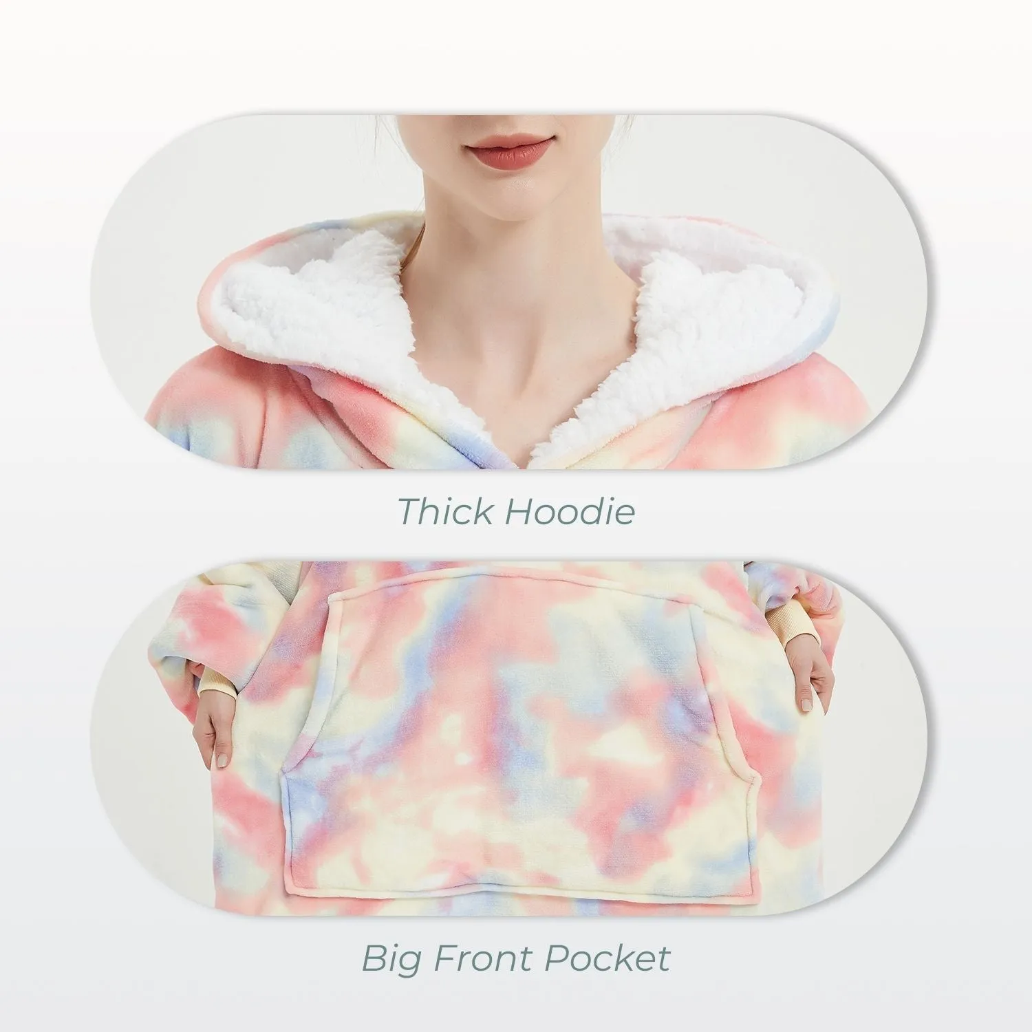 Hoodie Blanket Adult Tie-Dyed Beige