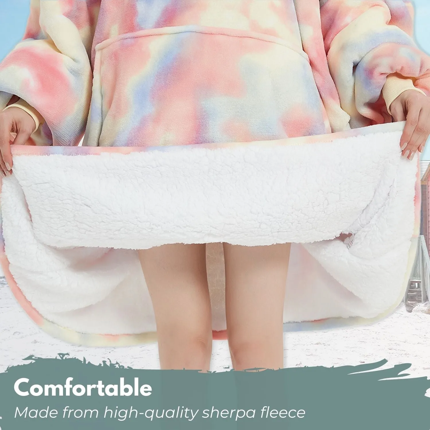 Hoodie Blanket Adult Tie-Dyed Beige